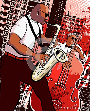 saxophonist and bassist Vector Illustration