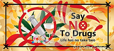 Say No To Drugs banner effect Vector Illustration