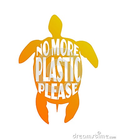 Say no to plastic, no more plastic, sea turtles crying for help cartoon vector illustration doodle style Vector Illustration