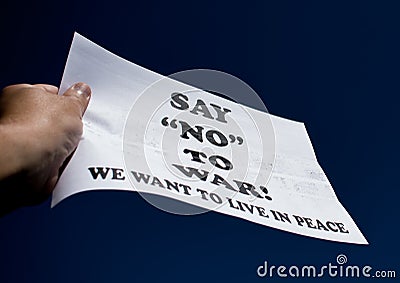 Say NO to war. We want to leave in peace. Peace demonstration in New York Stock Photo
