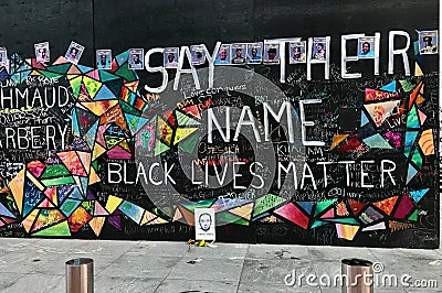 `Say Their Name Black Lives Matter` mural in downtown Portland, Oregon Editorial Stock Photo