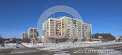 SAYANSK, IRKUTSK/RUSSIA - FEBRUARY 26: Dwelling houses Editorial Stock Photo