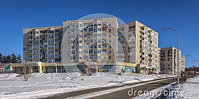 SAYANSK, IRKUTSK/RUSSIA - FEBRUARY 26: Nine-residential complex Editorial Stock Photo