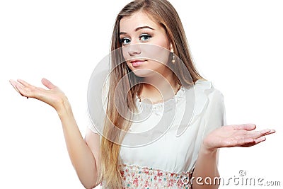 Saying that she does not know Stock Photo