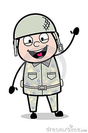 Saying Hello - Cute Army Man Cartoon Soldier Vector Illustration Stock Photo