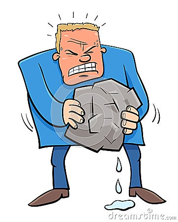 Saying squeezing water from stone humor cartoon Vector Illustration