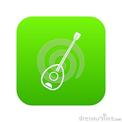 Saz turkish music instrument icon digital green Vector Illustration