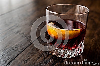 Sazerac Cocktail with lemon peel. Stock Photo