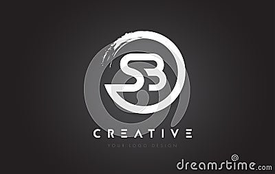 SB Circular Letter Logo with Circle Brush Design and Black Background. Vector Illustration