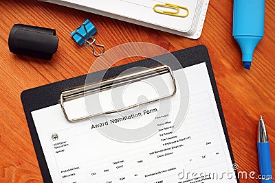 SBA form 3300 Award Nomination Form Stock Photo