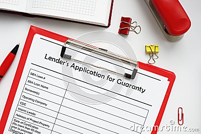 SBA form 1920 Lender`s Application for Guaranty Editorial Stock Photo