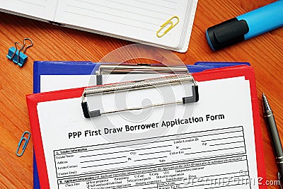 SBA form 2483 PPP First Draw Borrower Application Form Paycheck Protection Program Stock Photo