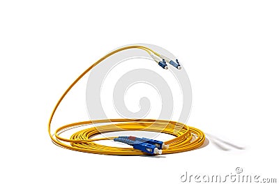 SC LC optical cable isolated on white background Stock Photo