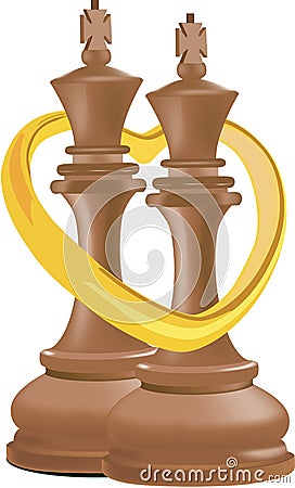 white chess and with the queen and heart at the side Vector Illustration