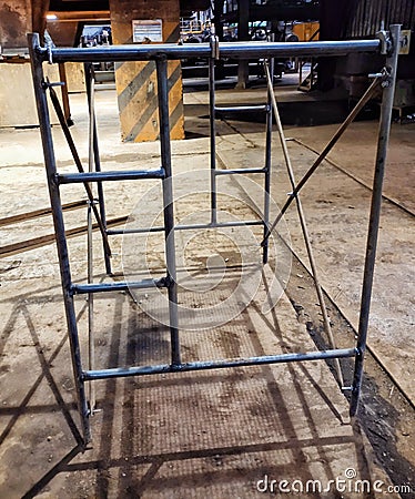 DISPLAY OF SCAFFOLDING FRAME STRUCTURE Stock Photo