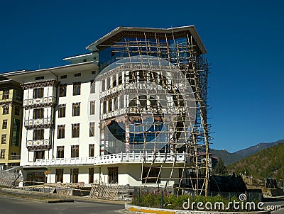Scaffolding construction Bhutan Editorial Stock Photo