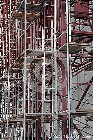 Scaffolding on multi-storey building Stock Photo