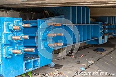 Scaffolding steel frame at construction site Stock Photo