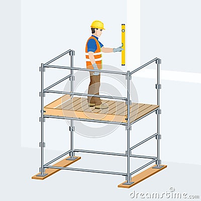 Scaffolding with a worker on them Vector Illustration