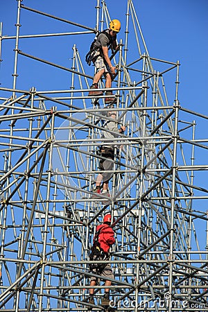 Scaffolding workers Editorial Stock Photo