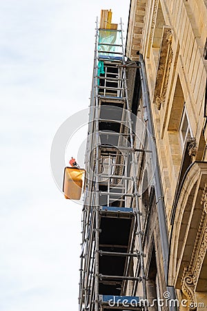 Scaffolds on ancient building restoration works in Bordeaux France Stock Photo