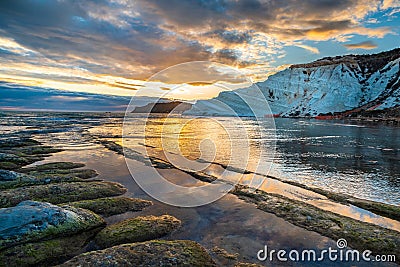 The Scala dei Turchi or Stair of the Turks, white rocky cliff in Sicily, Italy Stock Photo