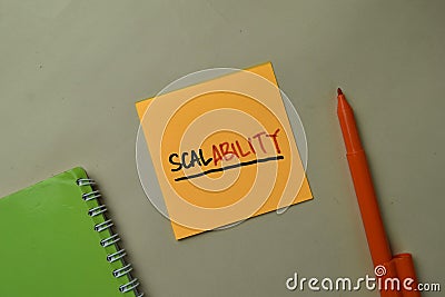 Scalability write on sticky notes isolated on office desk Stock Photo