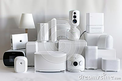 Scalable Internet of Things real estate systems use video cameras with efficient security technology and digital analytics to supp Cartoon Illustration