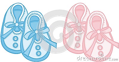 Blue and pink baby shoes Vector Illustration
