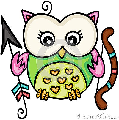 Cupid love owl girl Vector Illustration