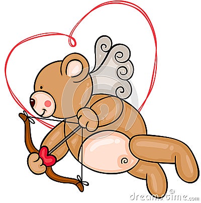 Cupid teddy bear Vector Illustration