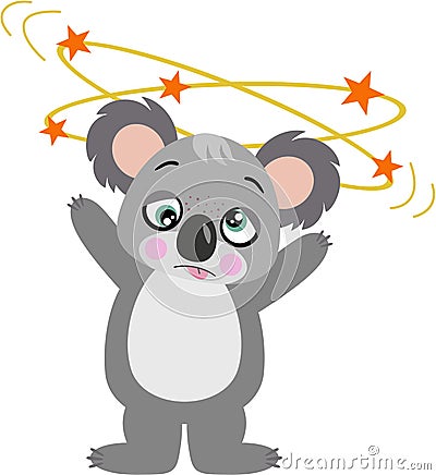 Cute koala feeling dizzy isolated on white Vector Illustration