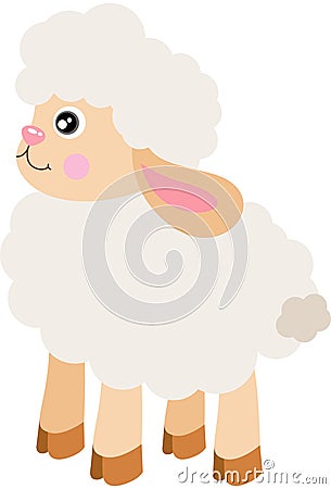 Happy sheep isolated on white Vector Illustration