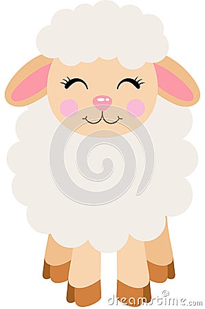 Happy sheep isolated on white Vector Illustration