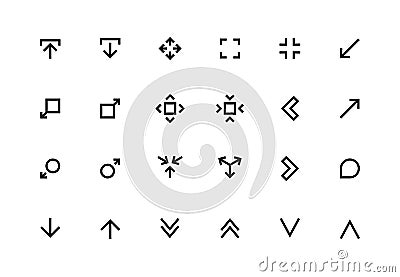 Scale Arrows Line Icons. Reduce And Increase Symbols For UI Buttons And ...