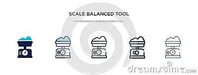 Scale balanced tool icon in different style vector illustration. two colored and black scale balanced tool vector icons designed Vector Illustration