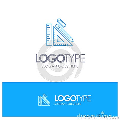 Scale, Construction, Pencil, Repair, Ruler, Clip Blue outLine Logo with place for tagline Vector Illustration