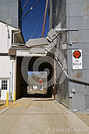 Scale on a grain elevator Stock Photo