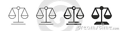 Scale icon. Scales of justice flat icon set. Vector Illustration
