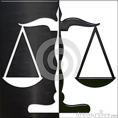 Scale of Justice black and white Stock Photo
