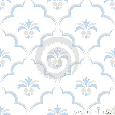 Scale and little pineapple Porcelain seamless Paintbrush pattern Stock Photo