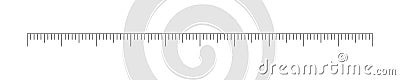 Scale of math ruler, sewing tape, medical or meteorological thermometer. Horizontal measuring chart with markup Vector Illustration