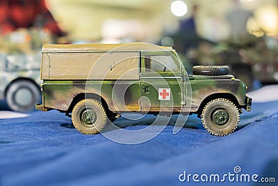 Scale model of Vintage Second World War truck with red cross Editorial Stock Photo