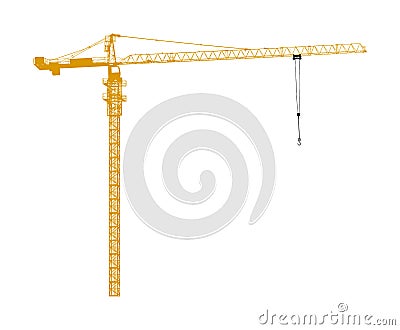 Scale tower crane vector isolated on white. Building machine on construction site. Tower construction crane for container. Stock Photo