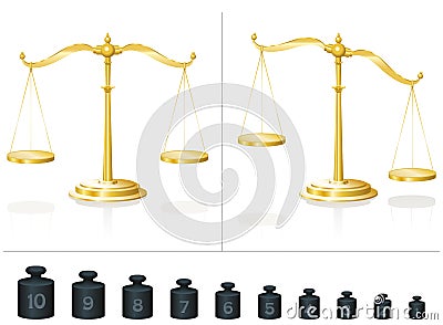 Scale Weights Balanced Unbalanced Vector Illustration
