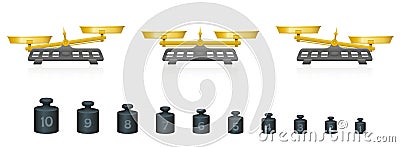 Scale Weights Kitchen Scales Equal Unequal Vector Illustration