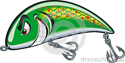 Funny cartoon style fishing lure tackle Vector Illustration