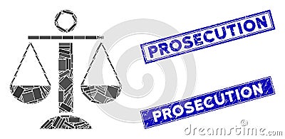 Scales Balance Mosaic and Grunge Rectangle Prosecution Seals Stock Photo