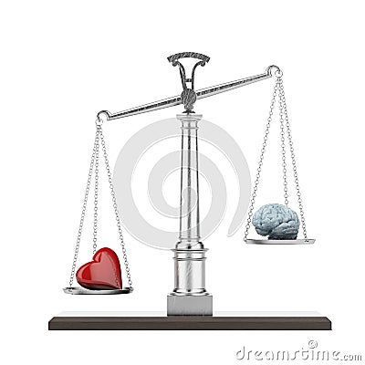 Scales with brain and heart Stock Photo