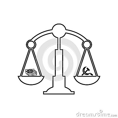 scales of communism and capitalism icon. Element of Communism Capitalism for mobile concept and web apps icon. Outline, thin line Stock Photo
